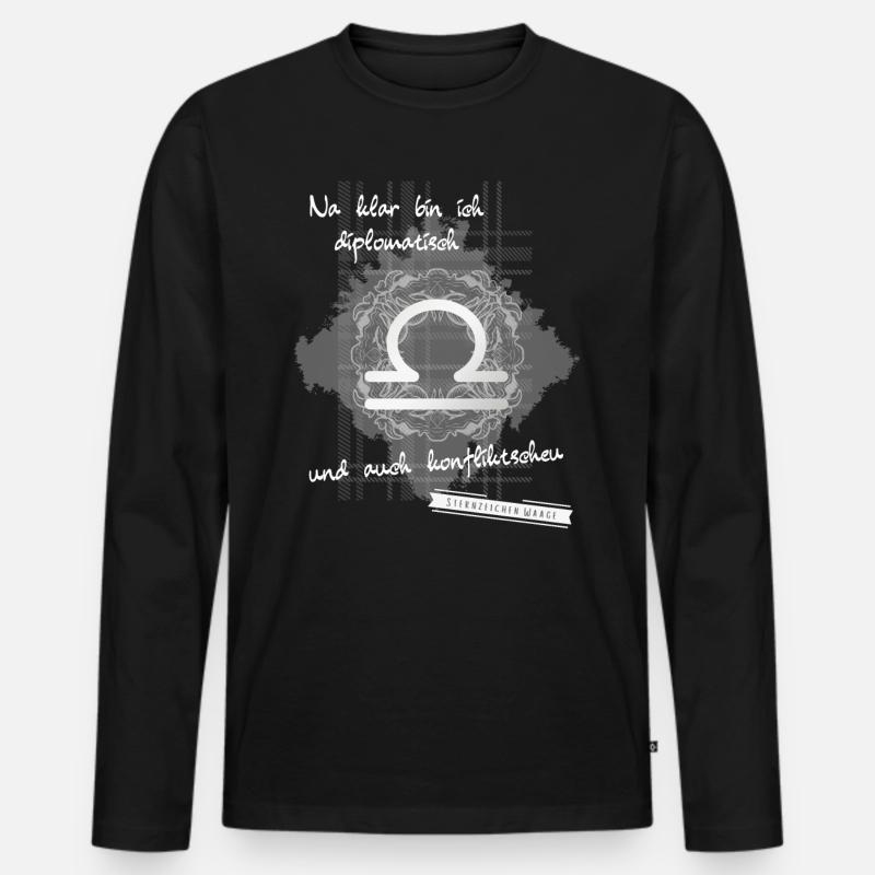 Waage Spruch - Männer Premium Bio Langarmshirt - Schwarz