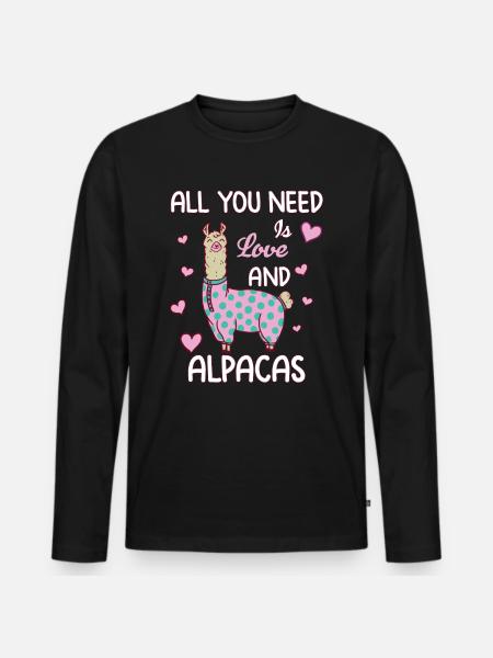 Love and Alpacas - Männer Premium Bio Langarmshirt - Schwarz