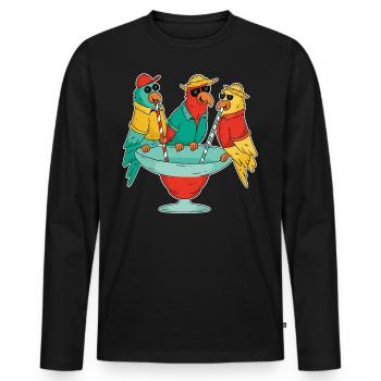 Cocktail Parrot Drinking Holiday Beach Drinking Sea - Men's Premium Organic Long Sleeve Shirt - black - Front - Nico (187cm)
