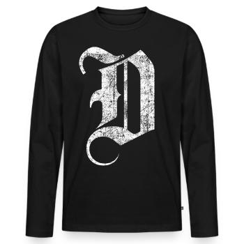 Tshirt alphabet initiale D - T-shirt manches longues Premium bio Homme - noir - Devant - Nico (187cm)