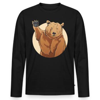 Russian bear with the slogan Russian soul for - Men's Premium Organic Long Sleeve Shirt - black - Front - Nico (187cm)