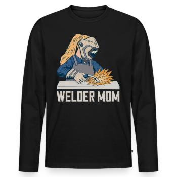 Welder Mama for welders and - Men's Premium Organic Long Sleeve Shirt - black - Front - Nico (187cm)
