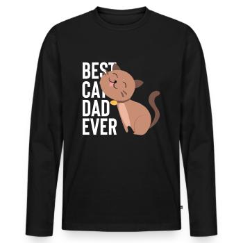 Meilleur chat papa jamais cadeau de fête des pères papa papa - T-shirt manches longues Premium bio Homme - noir - Devant - Nico (187cm)