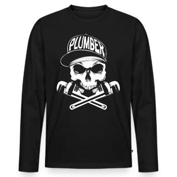 Plumber - Men's Premium Organic Long Sleeve Shirt - black - Front - Nico (187cm)