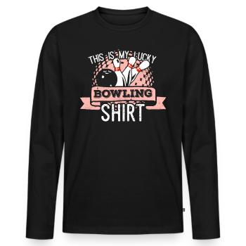 This is my lucky bowling shirt - Men's Premium Organic Long Sleeve Shirt - black - Front - Nico (187cm)