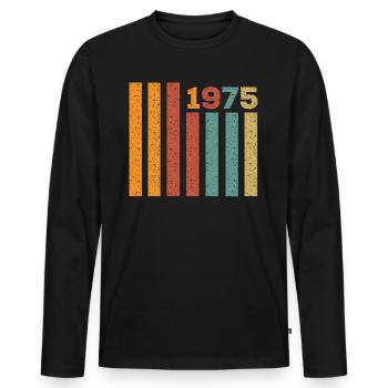 1975 Vintage Outfit Geschenk - Männer Premium Bio Langarmshirt - Schwarz - Vorne - Nico (187cm)