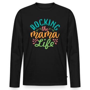 bercer la vie de maman 01 - T-shirt manches longues Premium bio Homme - noir - Devant - Nico (187cm)