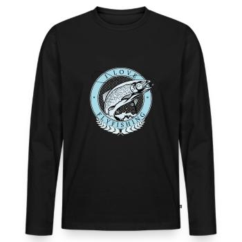 Angler I Love FlyFishing I Predator fishing - Men's Premium Organic Long Sleeve Shirt - black - Front - Nico (187cm)