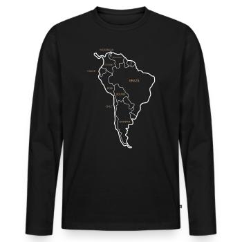 Modern map of South America - Men's Premium Organic Long Sleeve Shirt - black - Front - Nico (187cm)