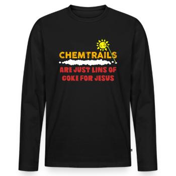 Les chemtrails ne sont que des lignes de Cokefor Jesus - T-shirt manches longues Premium bio Homme - noir - Devant - Nico (187cm)