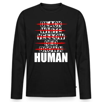 Just Human black lives matter anti rassismus love - Männer Premium Bio Langarmshirt - Schwarz - Vorne - Nico (187cm)