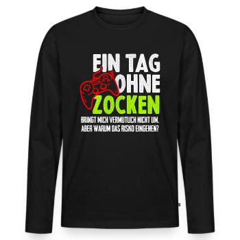 Gamer Zocken Zocker PC Konsole Teenager - Männer Premium Bio Langarmshirt - Schwarz - Vorne - Nico (187cm)