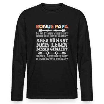 Geschenkidee für Bonuspapa Ziehpapa Stiefpapa - Männer Premium Bio Langarmshirt - Schwarz - Vorne - Nico (187cm)