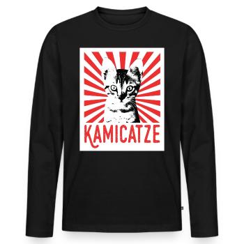 Kamicatze chat mignon chat chat grincheux chats chats - T-shirt manches longues Premium bio Homme - noir - Devant - Nico (187cm)