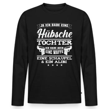 Lustig Vater Papa Dad Daddy Tochter Stieftochter - Männer Premium Bio Langarmshirt - Schwarz - Vorne - Nico (187cm)