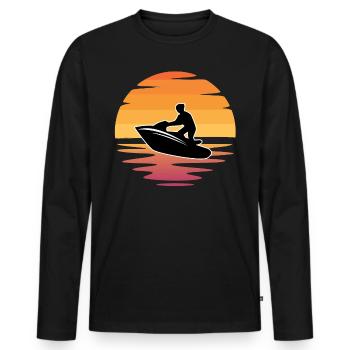 Jetski retro Sonne und Sonnenuntergang - Männer Premium Bio Langarmshirt - Schwarz - Vorne - Nico (187cm)