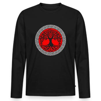Yggdrasil Tree of life Baum des Lebens Raben Runen - Männer Premium Bio Langarmshirt - Schwarz - Vorne - Nico (187cm)