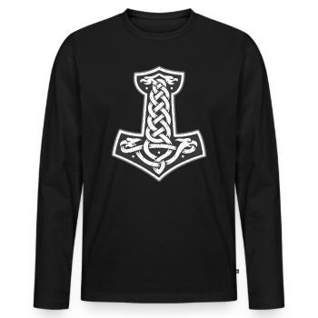 Thor Hammer Runen Thors Mythologie nordique - T-shirt manches longues Premium bio Homme - noir - Devant - Nico (187cm)