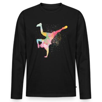 Breakdance Kunst Vintage Kunst - Männer Premium Bio Langarmshirt - Schwarz - Vorne - Nico (187cm)