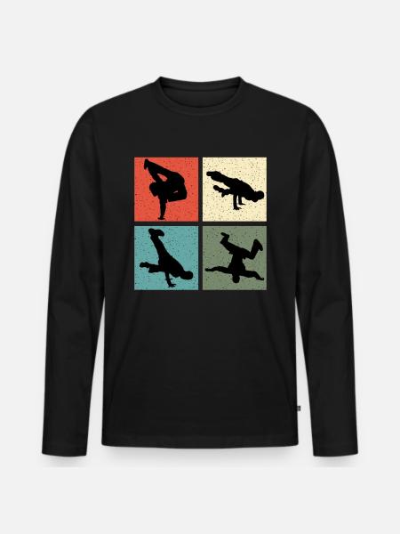 Vintage Breakdancer - Männer Premium Bio Langarmshirt - Schwarz
