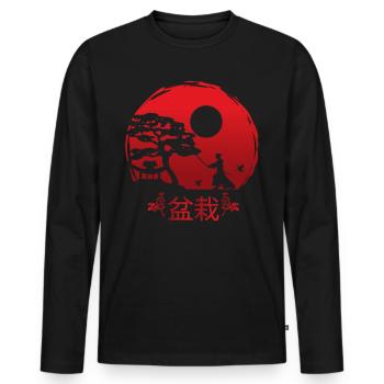 Bonsai Kanji Japan Meditation - Männer Premium Bio Langarmshirt - Schwarz - Vorne - Nico (187cm)