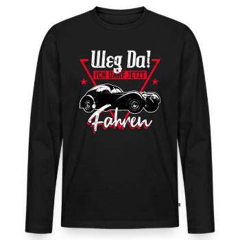 Weg da ich darf jetzt fahren Führerschein Fahrschu - Männer Premium Bio Langarmshirt - Schwarz - Vorne - Nico (187cm)