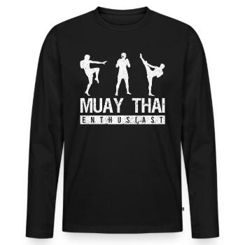 Muhay Thai Kampfsport Kampfkunst - Männer Premium Bio Langarmshirt - Schwarz - Vorne - Nico (187cm)