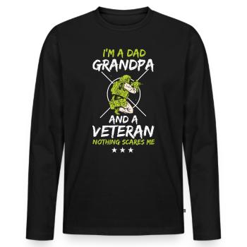 Ich bin ein Papa-Opa-Veteran Nichts macht mir Angs - Männer Premium Bio Langarmshirt - Schwarz - Vorne - Nico (187cm)