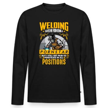 Welding Saved Me Funny welder gift - Men's Premium Organic Long Sleeve Shirt - black - Front - Nico (187cm)