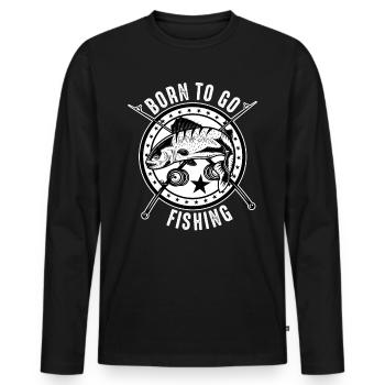 Born to go Fishing - T-shirt manches longues Premium bio Homme - noir - Devant - Nico (187cm)