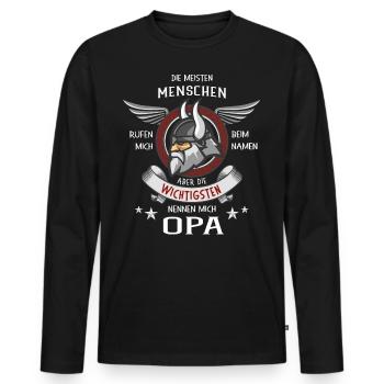 Großvater Geschenk für Wikinger Opa Opi vom Enkel - Männer Premium Bio Langarmshirt - Schwarz - Vorne - Nico (187cm)