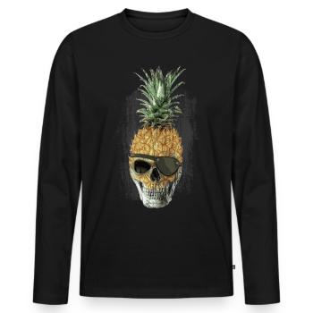 Pineapple Pirate - Men's Premium Organic Long Sleeve Shirt - black - Front - Nico (187cm)