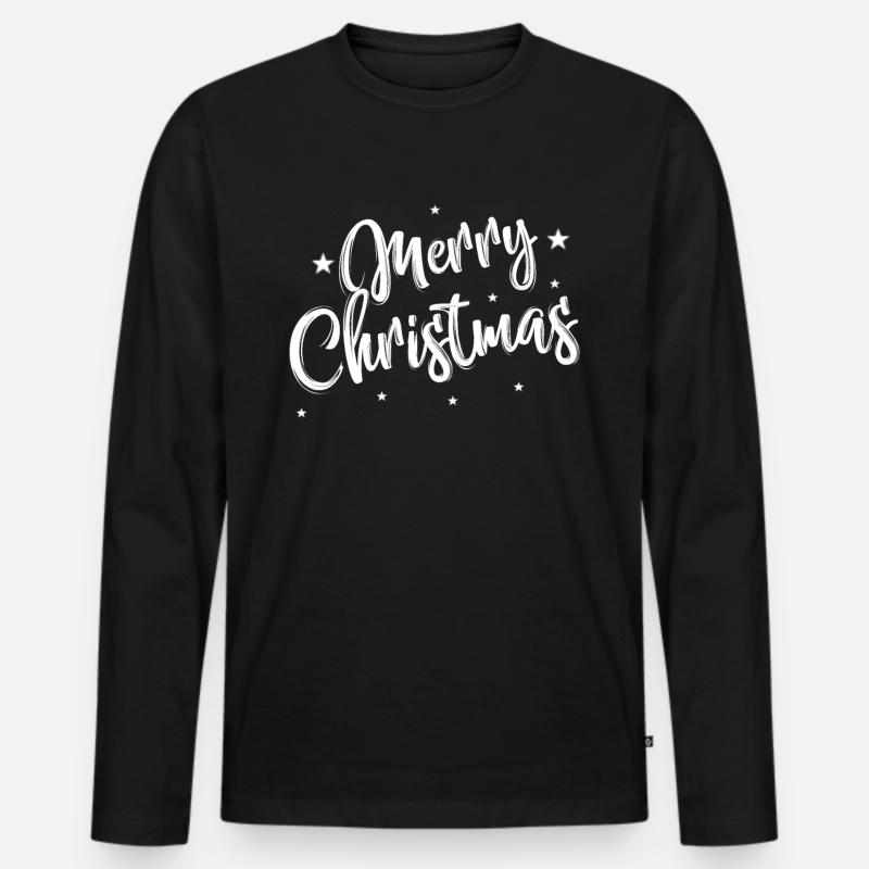 Frohe Weihnachten - Männer Premium Bio Langarmshirt - Schwarz