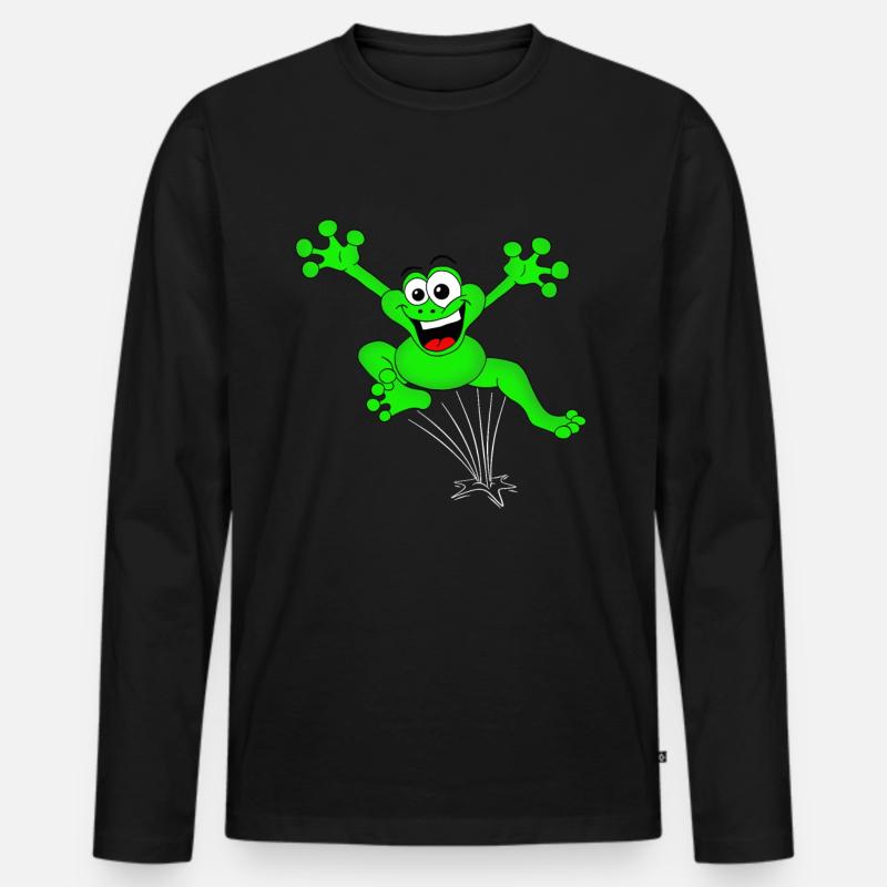 Frosch - Männer Premium Bio Langarmshirt - Schwarz