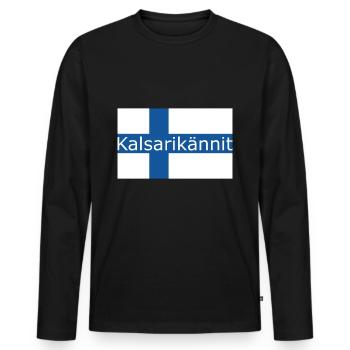 Kalsarikännit Finnland Flagge - Männer Premium Bio Langarmshirt - Schwarz - Vorne - Nico (187cm)