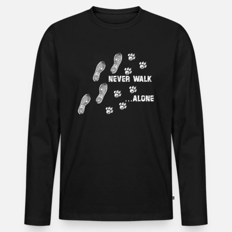 Never Walk Alone Katze Pfote - Männer Premium Bio Langarmshirt - Schwarz