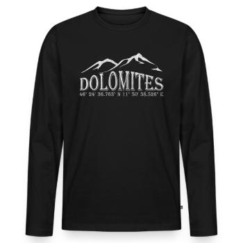 Dolomites coordonnées GPS Randonneurs Alpinistes - T-shirt manches longues Premium bio Homme - noir - Devant - Nico (187cm)