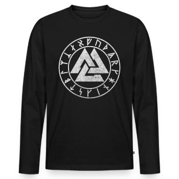 Odin knot runes circle Vikings Germanic Celts - Men's Premium Organic Long Sleeve Shirt - black - Front - Nico (187cm)