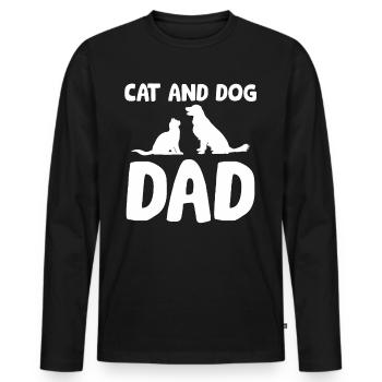 Chat et chien Papa Chats Chiens Animaux de compagnie Chat et - T-shirt manches longues Premium bio Homme - noir - Devant - Nico (187cm)