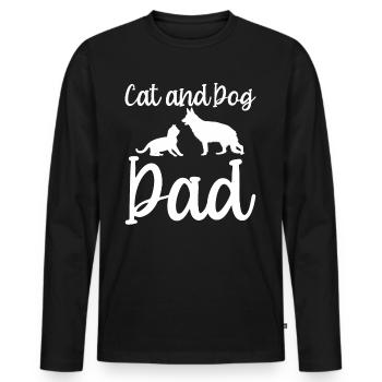 Chat et chien Papa Chats Chiens Animaux de compagnie Chat et - T-shirt manches longues Premium bio Homme - noir - Devant - Nico (187cm)