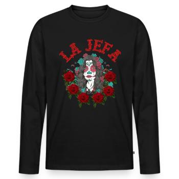 La Jefa - die Chefin - the Boss - Männer Premium Bio Langarmshirt - Schwarz - Vorne - Nico (187cm)