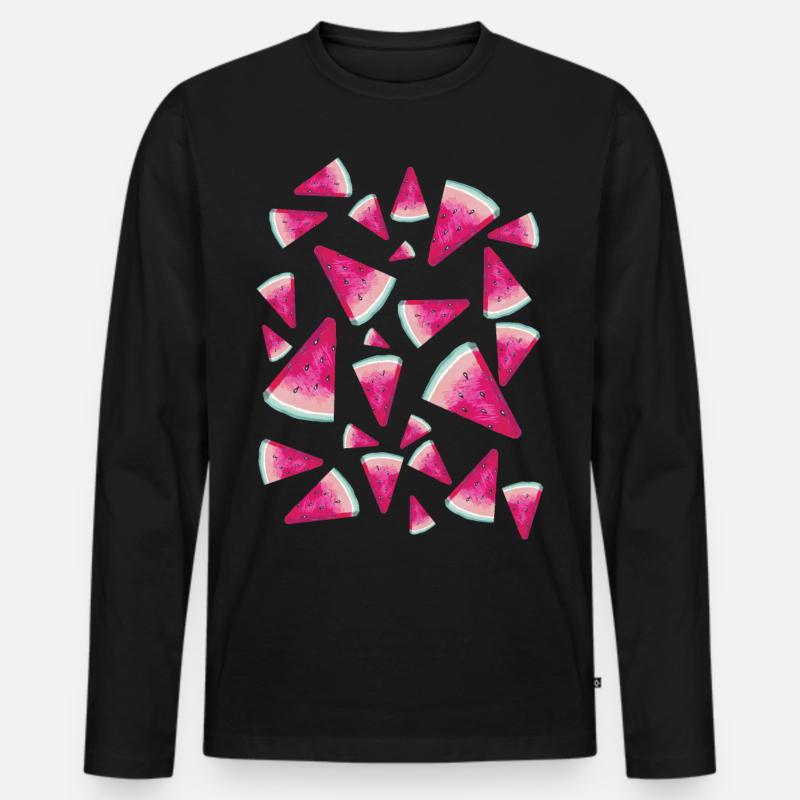 Pastèque Pastèque Pattern - T-shirt manches longues Premium bio Homme - noir