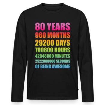 Cadeau d'anniversaire de 80 ans drôle - T-shirt manches longues Premium bio Homme - noir - Devant - Nico (187cm)
