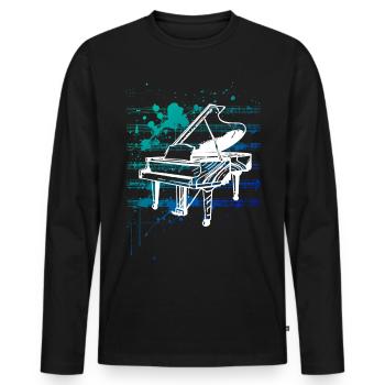 weißes Klavier - Männer Premium Bio Langarmshirt - Schwarz - Vorne - Nico (187cm)