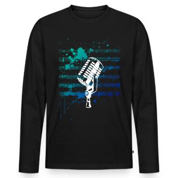 say it with micro - Men's Premium Organic Long Sleeve Shirt - black - Front - Nico (187cm)