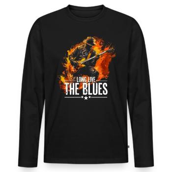 Blues Music Guitar for Guitarists Vintage - Men's Premium Organic Long Sleeve Shirt - black - Front - Nico (187cm)