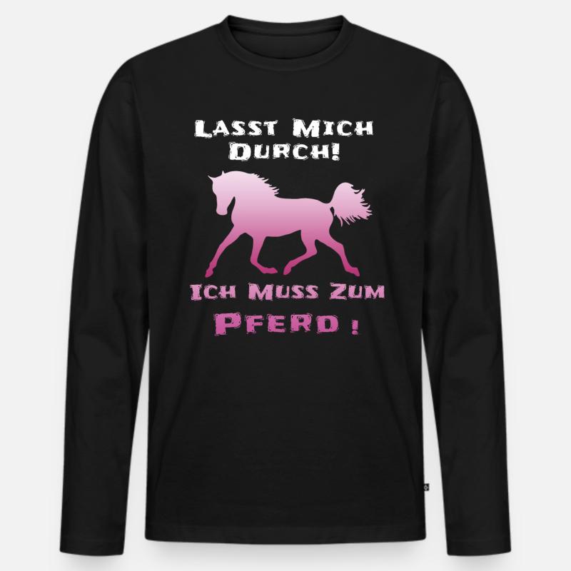 Pferde Lustiger Spruch - Männer Premium Bio Langarmshirt - Schwarz
