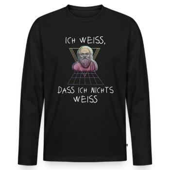 Socrate philosophe grec - T-shirt manches longues Premium bio Homme - noir - Devant - Nico (187cm)