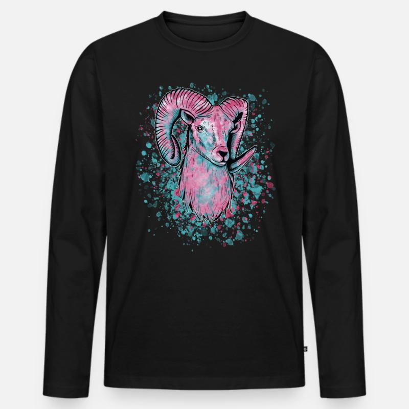 Widder Vaporwave - Männer Premium Bio Langarmshirt - Schwarz