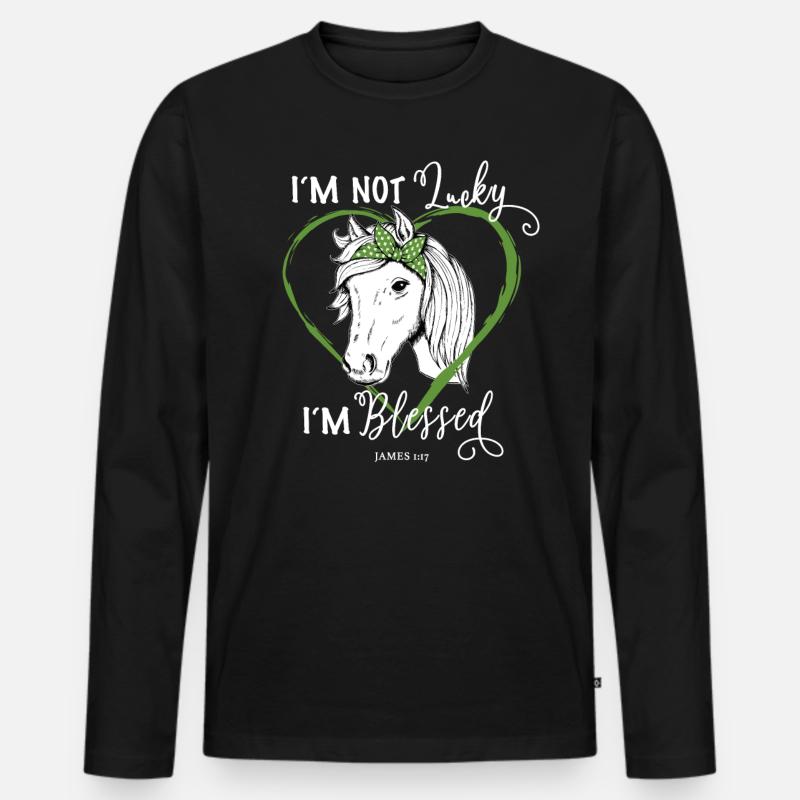 Christlich Religiös Pferdefan - Männer Premium Bio Langarmshirt - Schwarz